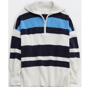 Striped Sweater - Blue, Black, and White